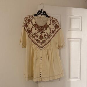 Free People Cream Dress with Brown Detailing